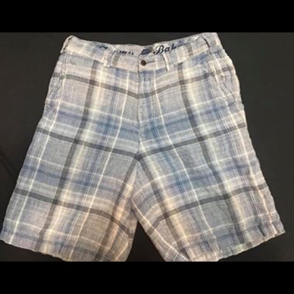 Tommy Bahamas Blue Plaid Cargo Shorts 30